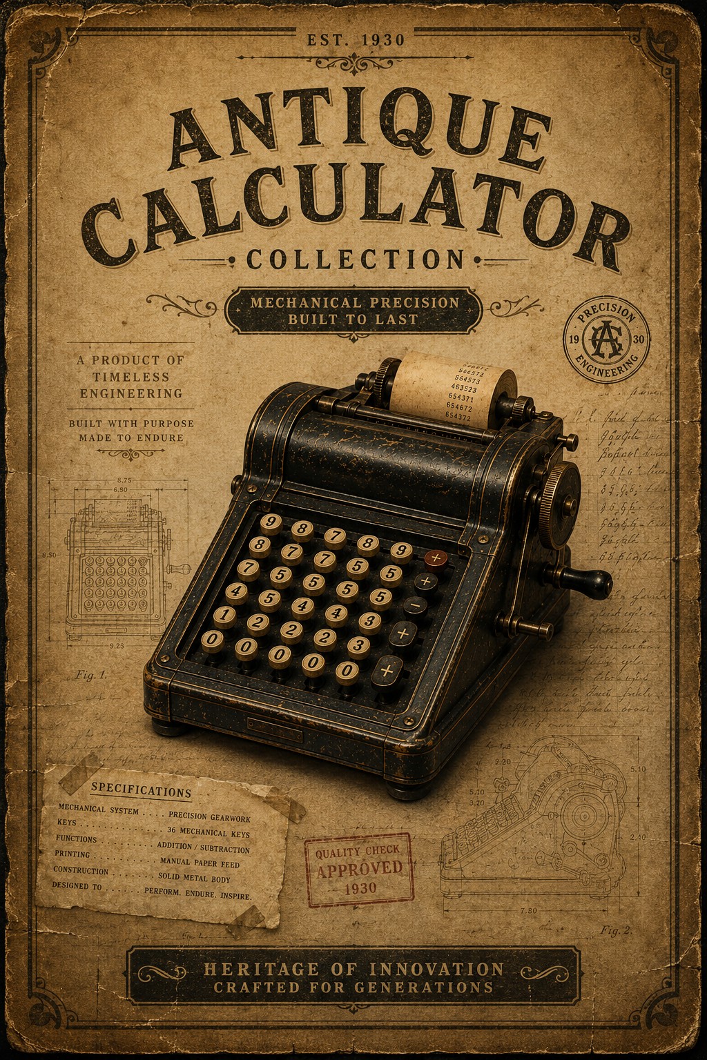 Adding Machine V2 antique mechanical artwork preview